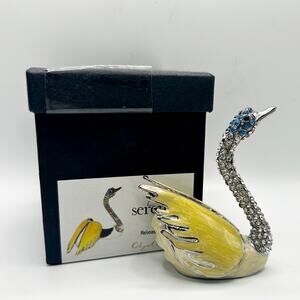 Art Form SERENITY Fine Collectables Trinket Box Gemmed Swan w/ Box and Bag